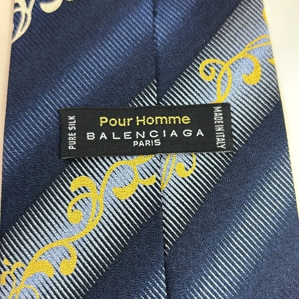 Balenciaga Paris Pour Homme Men’s OS 100% Silk Necktie Tie Made in Italy EUC!